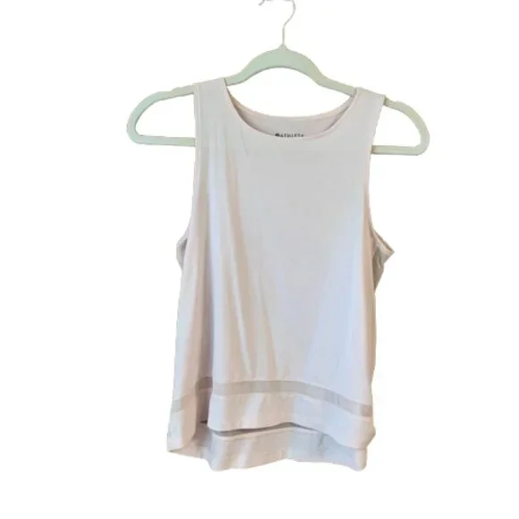Athleta Essence Mesh Trim Women's Pale Pink XX-Small Sleeveless Tank Top EUC - Picture 2 of 11